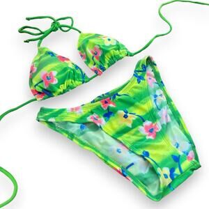 Vintage deadstock green groovy print bikini